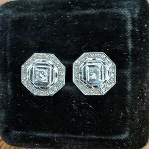 ART DECO WHITE GOLD AND DIAMOND EARRINGS